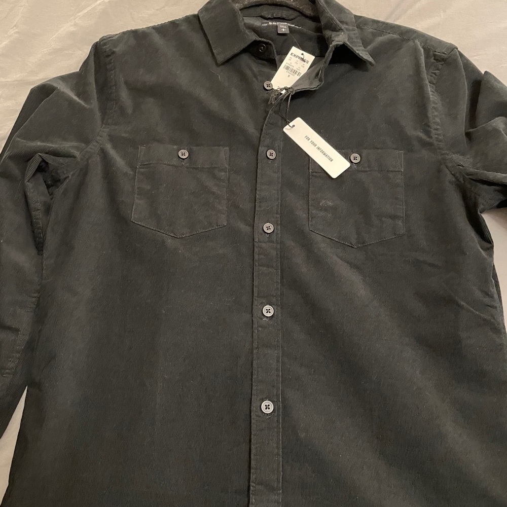 Express Men’s stretch slim black casual shirt